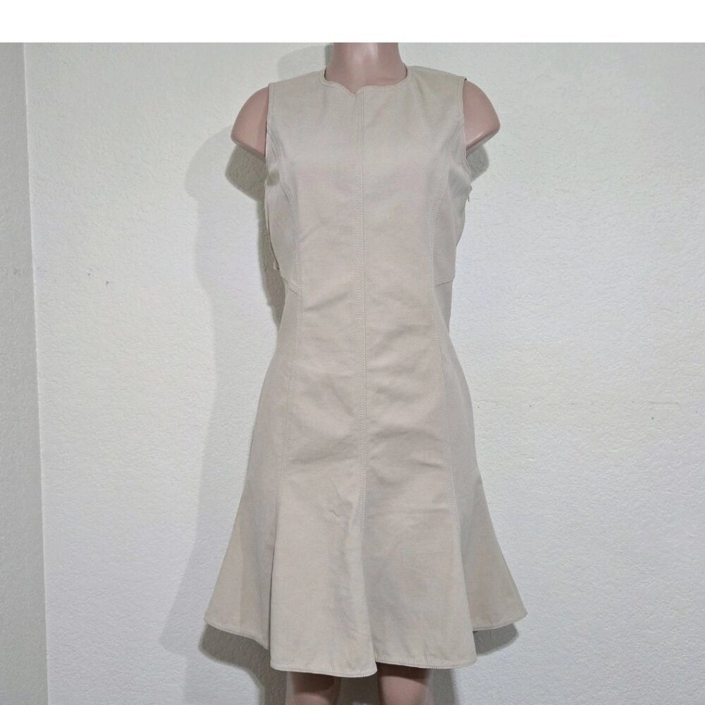 Derek Lam 10 Crosby Paneled Back Cut Out Back Dress Fit & Flare Beige